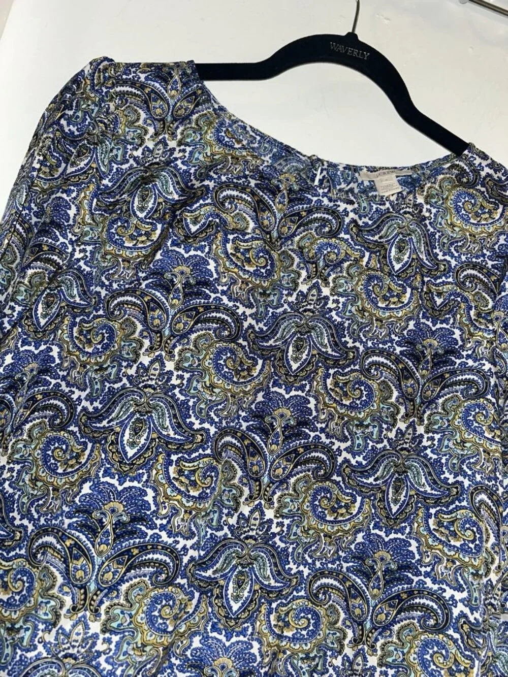 J.Crew Blue Floral 100% Silk Boho Cottage Business Career Blouse Size 8